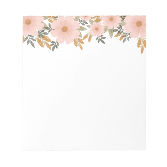 Pfirsichfarbene Herbstblumen Notizblock (Vorderseite)