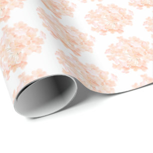 Pfirsichfarbene Hortensie auf Weiß Geschenkpapier