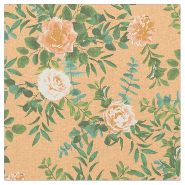 Pfirsichfarbene Rose Bluthochdruck Blume Stoff (Nahaufnahme)