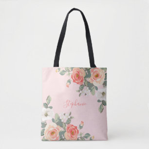 Pfirsichfarbene Rose Rosa Rosa Personalisiert Tasche
