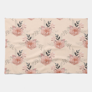 Pfirsichfarbene Rosen-Blumenmuster-Blumenliebhaber Geschirrtuch