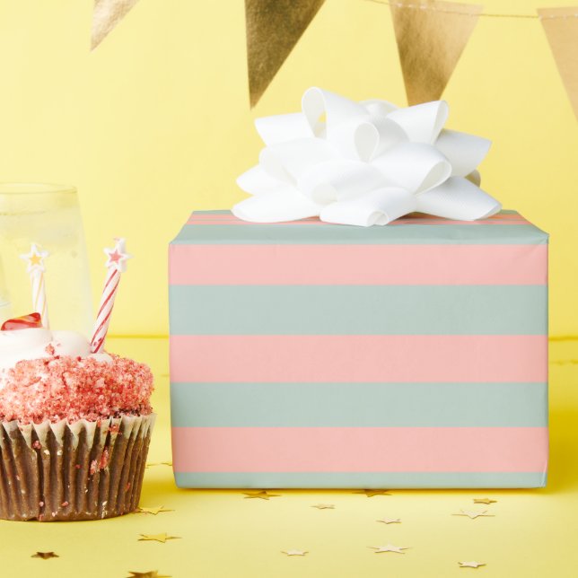 Pfirsichfarbene und Aquamarine Pastelltöne Streife Geschenkpapier (Geburtstagsparty)