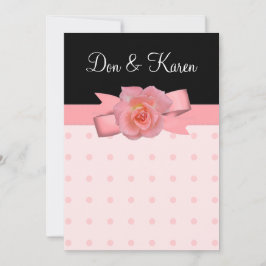 Pfirsichfarbene Wedding Rosen-Polka-Punkte Einladung