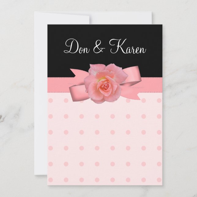 Pfirsichfarbene Wedding Rosen-Polka-Punkte Einladung (Vorderseite)
