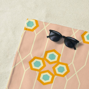 Pfirsichfarbener Hintergrund mit sechseckigem Blum Strandtuch