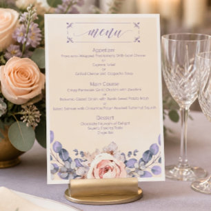 Pfirsichfarbenes Blumiges Hochzeitsmenü Menükarte
