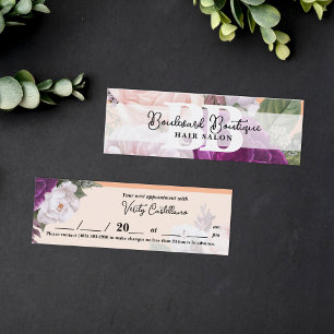Pfirsichflaum-Rose Floralsalon Lesezeichen Termin Mini Visitenkarte