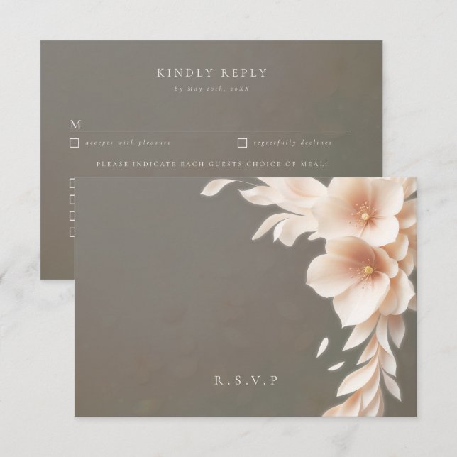 Pfirsichflorale Hochzeitsessen UAWG RSVP Karte (Vorne/Hinten)