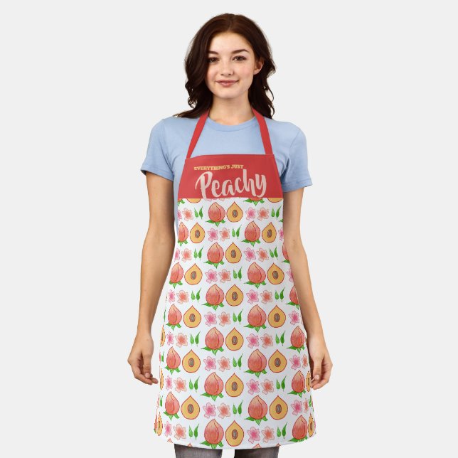 Pfirsichfrüchte Blüten personalisierte Kochküche Schürze (Getragen)