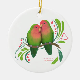 Pfirsichgesichtslose Liebesvögel Keramik Ornament