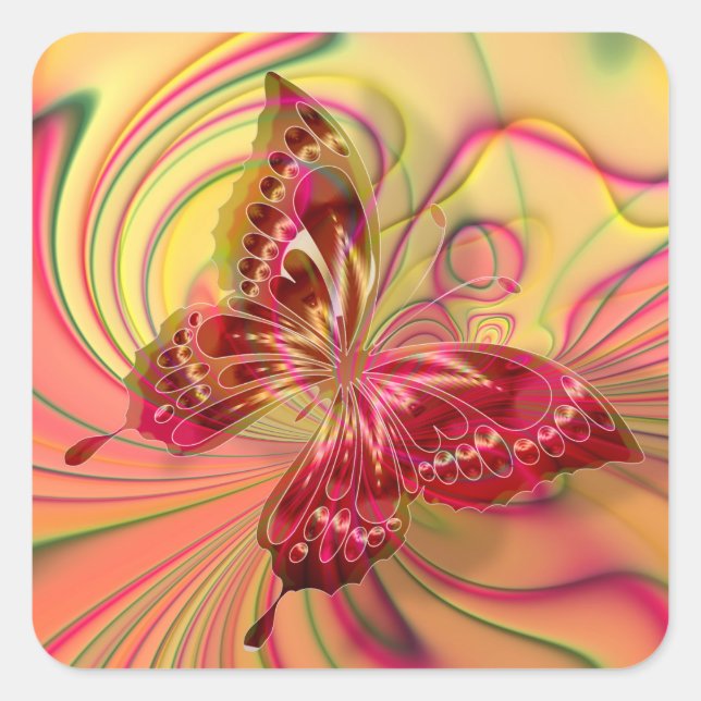 Pfirsichkleber Quadratischer Aufkleber (Vorderseite)