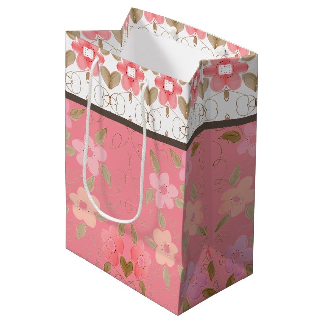 Pfirsichkoralle und rosa mittlere geschenktüte (Vorderseite Schrägansicht)