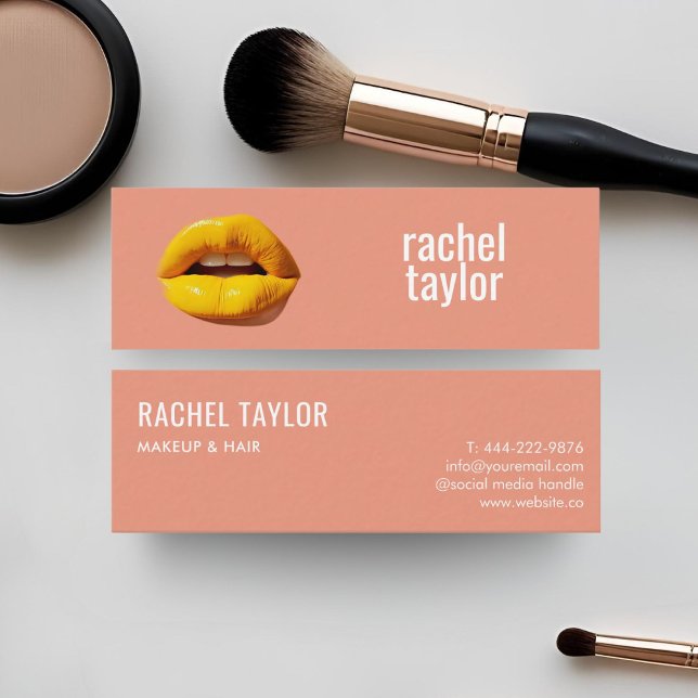 Pfirsichlippen Modernes Beruflich Mini Visitenkarte (Von Creator hochgeladen)