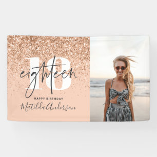 Pfirsichmädchen moderner Glitzer schick 18 Geburt Banner