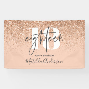 Pfirsichmädchen moderner Glitzer schick 18 Geburts Banner