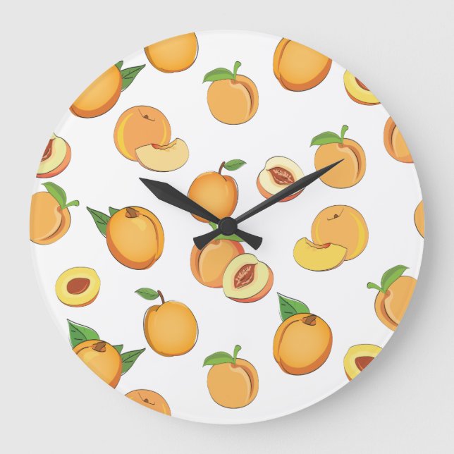 Pfirsichmuster Große Wanduhr (Vorderseite)