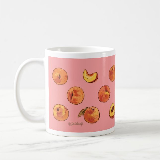 Pfirsichmuster-Tasse - Rosa Kaffeetasse (Links)
