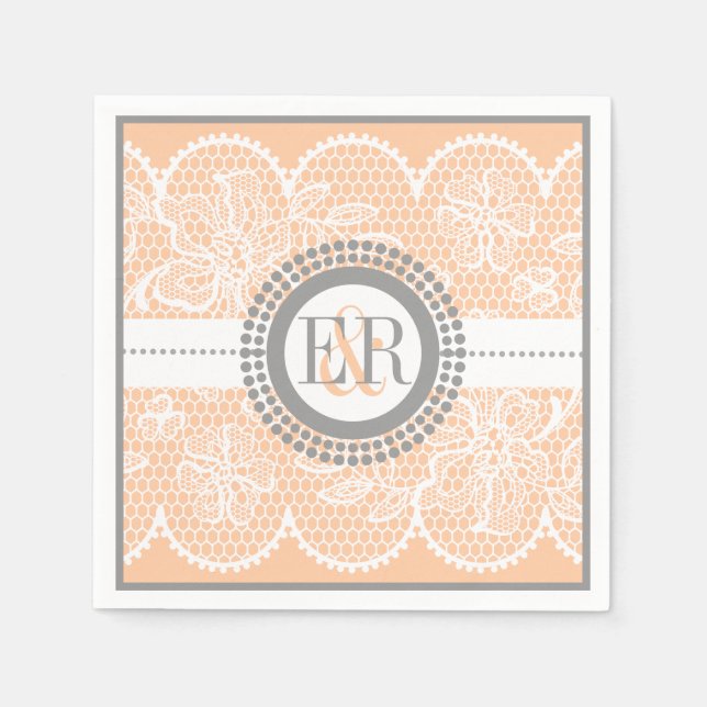 Pfirsichmusterhochzeit Serviette (Vorderseite)