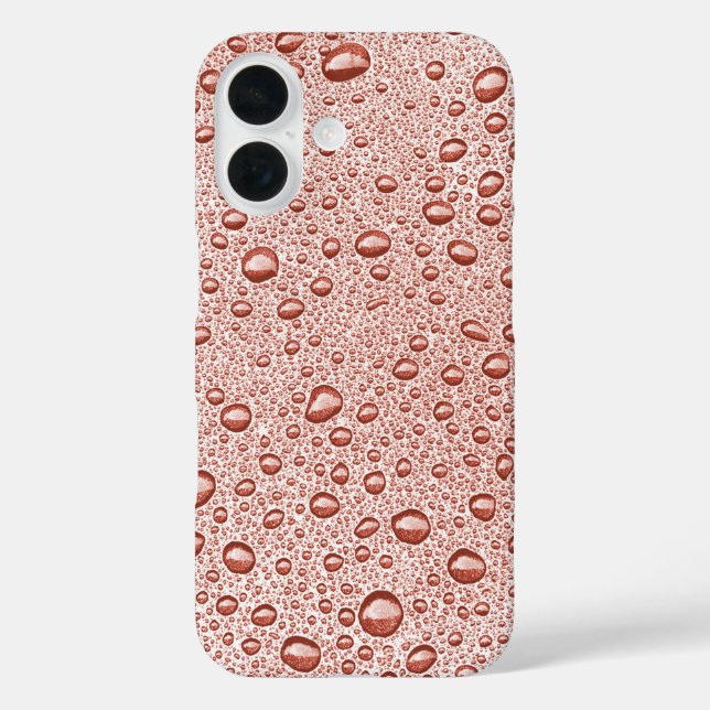 Pfirsichorangefarbene Wassertropfen iPhone 16 Hülle (Rückseite)