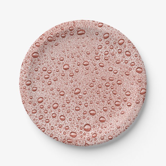 Pfirsichorangefarbene Wassertropfen Pappteller (Vorderseite)