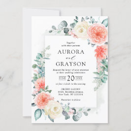Pfirsichpastel Pink Bläserne Hochzeit im Sommer Einladung