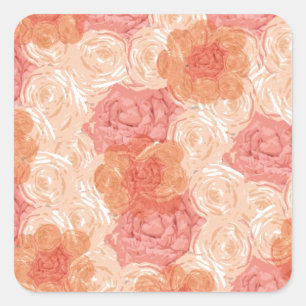 Pfirsichpastellfarbene Vintage Rose Quadratischer Aufkleber