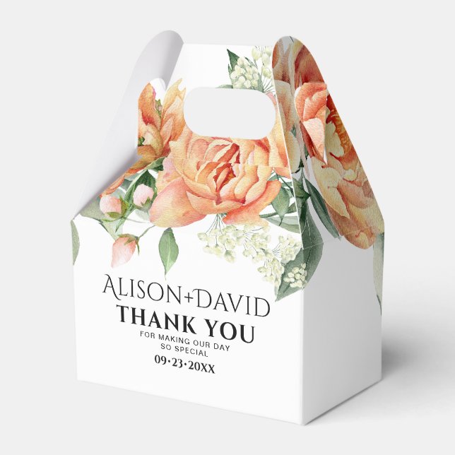 Pfirsichpfirsichhochzeit, Blume und Typografie Geschenkschachtel (Vorderseite)