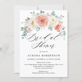 Pfirsichpulver Pink Floral Brautparty Einladung