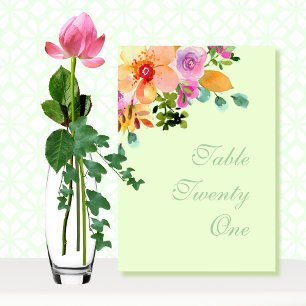 Pfirsichrosa Blumenschrift Tischnummer
