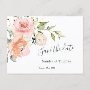 Pfirsichrosa Blüte, Save the Date Einladungspostkarte