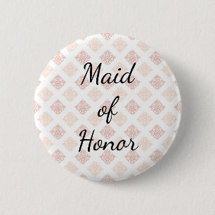 Pfirsichrosa Damast Made of Honor Button
