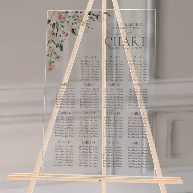Pfirsichrosa Empfang Acrylschild (Wedding Seating Chart!
)