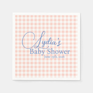Pfirsichrosa Gingham-Karo-Peel-and-Stick-Tapete Serviette