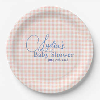 Pfirsichrosa Gingham-Karo-Peel-and-Stick-Wallpaper Pappteller