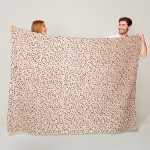 Pfirsichrosa Glitzer Gold Leopard Print        Fleecedecke