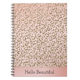 Pfirsichrosa Glitzer Gold Leopard Print Notizblock