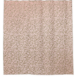 Pfirsichrosa Glitzer Gold Leopard Printwerbung Duschvorhang