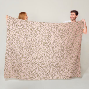 Pfirsichrosa Glitzer Gold Leopard Printwerbung     Fleecedecke