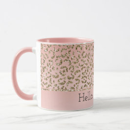 Pfirsichrosa Glitzer Gold Leopard Printwerbung Tasse