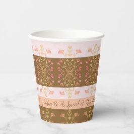 Pfirsichrosa und Gold Pappbecher