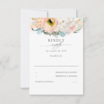 Pfirsichrosa und weiße Blütenhochzeit RSVP