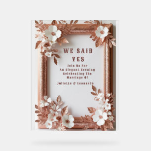💍 Pfirsichrosen Roségold Frühlingshochzeitsdekora Acrylschild