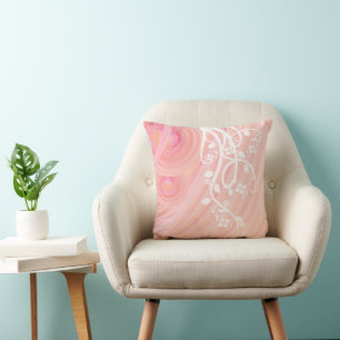 Pfirsichspirale, Filigree und Blume Kissen
