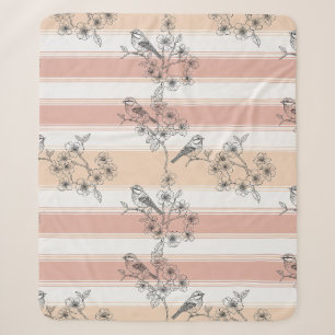 Pfirsichstreifen Blumen-Vogel Elegant (3) Sherpadecke