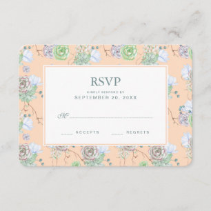 PfirsichSucculentsblumenWatercolor - Hochzeit UAWG RSVP Karte