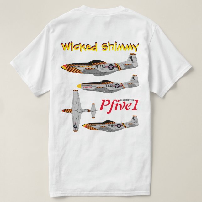 Pfive1 P-51 "böses Flattern" ANG T-Shirt (Design Rückseite)