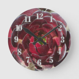 Pflanze an der Küste Foto Roter Burgund Sukkulent Runde Wanduhr