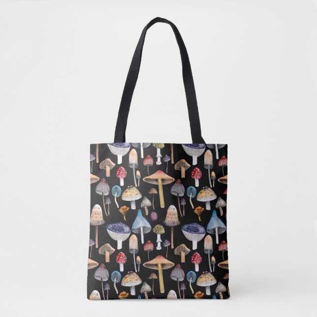 Pflanze: Aquarellpilze, Blätter pattern Tasche (Vorderseite)