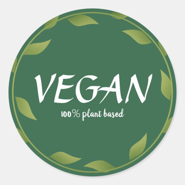 Pflanze basiert zu 100 % auf Veganen Stickern | Kl Runder Aufkleber (Vorderseite)