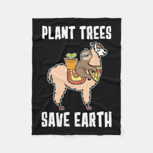 Pflanze Bäume Rettete Earth Sloth und Lama Alpaca Fleecedecke